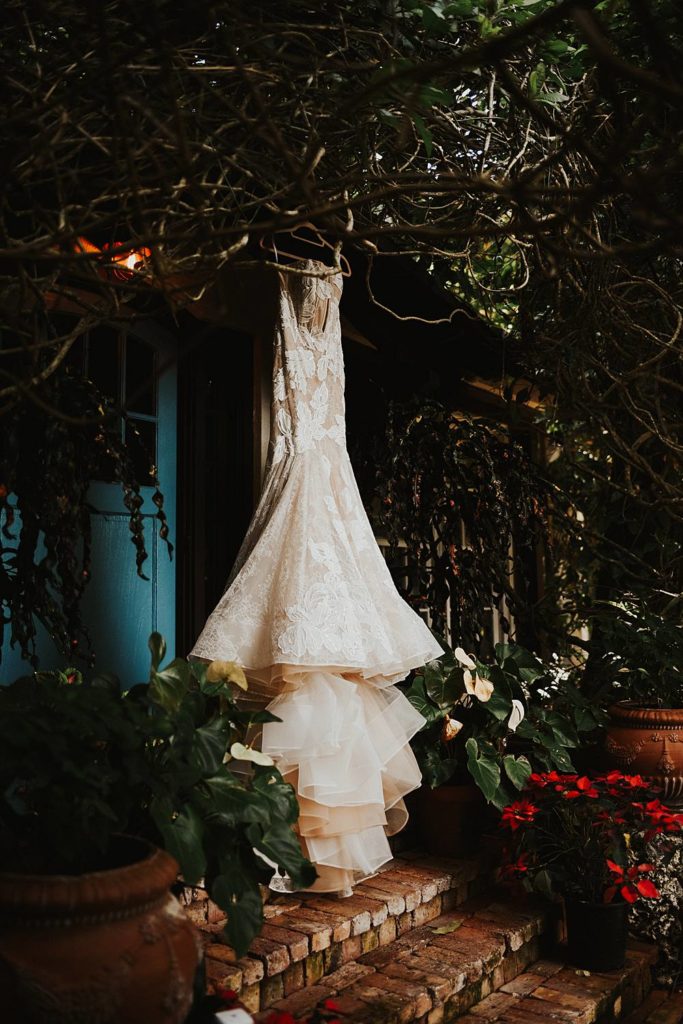 Wedding dress hanging at the Historic Walton House in Homestead, Florida